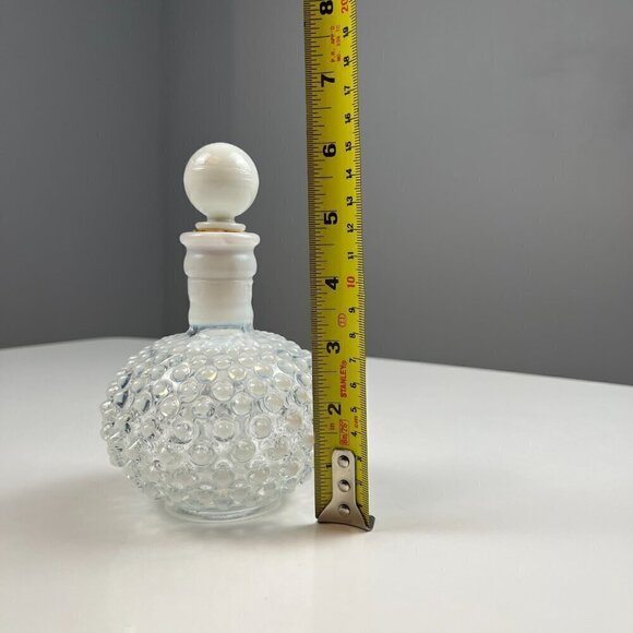 Vtg Fenton hobnail opalescent glass candy trinket dish, vase, parfum bottle set - Picture 15 of 16